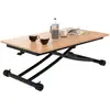 Image de Table Basse Fixe Relevable En Table À Manger Rectangulaire Urbana 100 Cm Bois Et Noir Design Industriel
