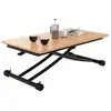 Image de Table basse fixe relevable en table à manger rectangulaire urbana 100 cm bois et noir design industriel