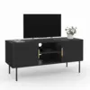 Image de Meuble Tv 110 Cm Marcel 2 Portes Lattes Tasseau Bois Noir