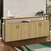 Image de ID MARKET buffet DETROIT 4 portes 160 cm Industriel bois et noir