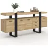 Image de Buffet 180 Cm Phoenix Xxl 4 Portes Avec 3 Tiroirs Bois Et Noir