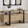 Image de ID MARKET buffet PHOENIX 4 portes et 3 tiroirs 180 cm Loft bois et noir