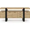Image de Buffet 180 cm phoenix xxl 4 portes avec 3 tiroirs bois et noir