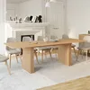 Image de IDMARKET Table à manger extensible rectangle JULIETTE 6-12 personnes pieds lattes tasseau bois coloris chêne 160-240 cm