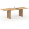 Image de Table à manger extensible rectangle juliette 6-12 personnes pieds lattes tasseau bois coloris chêne 160-240 cm