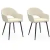 Image de Lot De 2 Chaises De Salle À Manger, Fauteuils De Table Clara En Velours Crème