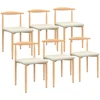 Image de Lot De 6 Chaises Noe En Imitation Bois Et Assise En Tissu Beige Pour Salle À Manger