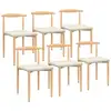 Image de Lot de 6 chaises noe en imitation bois et assise en tissu beige pour salle à manger