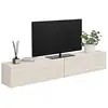 Image de Meuble tv 180 cm suspendu elio 2 portes bois effet travertin