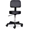 Image de Tabouret massage à roulettes réglable en hauteur pivotant avec dossier ergonomique noir