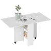 Image de Table pliante de cuisine - HOMCOM - sur roulettes 2 étagères intégrées mobilier - bois - 75x140x74cm - blanc