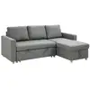 Image de Canapé d'angle 3 places convertible - méridienne réversible - coffre de rangement intégré - garnissage mousse haute densité 24d - tissu polyester aspect lin gris