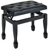 Image de Banc de piano - HOMCOM - réglable en hauteur bois massif siège rembourré PU 10 boutons - bois - noir