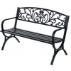 Image de Banc de jardin 3 places dim. 127 x 60 x 85 cm max 250 kg acier fonte noir