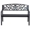 Image de Banc de jardin terrasse en acier fonte noir 3 places 127 x 60 x 87 cm charge max 220 kg