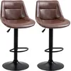 Image de Lot De 2 Tabourets De Bar Vintage Pu Marron Effet Vieilli