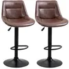 Image de Tabourets de bar vintage - HOMCOM - lot de 2 réglable pivotant repose-pied cuisine bistro - synthétique - marron effet vieilli