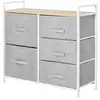Image de Commode meuble de rangement 5 tiroirs amovibles pour chambre salon cuisine 83 x 29 x 77 cm gris