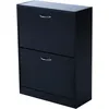 Image de Meuble À Chaussures Double Compartiment À Bascule 60l X 24l X 80h Cm Noir - Homcom