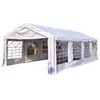 Image de Tente barnum tonnelle de réception 798l x 392l x 280h cm polyéthylène imperméable 8 fenêtres et acier galvanisé robuste blanc