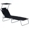 Image de Transat bain de soleil pliable grand confort dossier et pare-soleil réglable multi-positions noir
