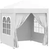 Image de Tonnelle de jardin tente pliante barnum pop-up 2 x 2 m 4 parois latérales amovibles 2 fenêtres sac de transport blanc