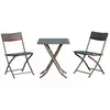 Image de Ensemble meubles de jardin design table carré et chaises pliables résine tressée imitation rotin marron