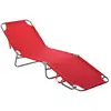 Image de Bain de soleil transat pliable dossier réglable multipositions métal et polyester rouge