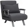 Image de Fauteuil chauffeuse canapé-lit convertible 1 place déhoussable grand confort coussin pieds accoudoirs métal suède gris