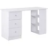 Image de Bureau informatique - HOMCOM - multimédia multi-rangements 3 tiroirs 2 étagères mobilier - bois - 120x49x72cm - blanc