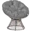 Image de Fauteuil rond de jardin fauteuil papasan pivotant grand confort ø 97 x 86h cm grand coussin fourni polyester résine tressée gris