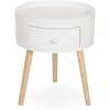 Image de Chevet Table De Nuit Ronde 1 Tiroir Design Scandinave Bicolore
