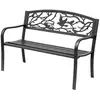 Image de Banc 3 places de jardin terrasse style rural chic 127l x 60l x 85h cm métal époxy anticorrosion noir
