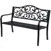 Image de Banc 3 places de jardin terrasse style cosy chic 127l x 60l x 89h cm métal époxy anticorrosion noir