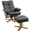 Image de Fauteuil relax inclinable style contemporain repose-pieds coffre rangement revêtement synthétique acier bois noir