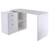 Image de Bureau d'angle bureau droit modulable 2 en 1 bureau informatique tiroirs x 3 + 2 niches mdf blanc