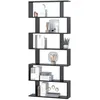 Image de Bibliothèque - HOMCOM - étagère zig zag design contemporain 6 niveaux rangement salon bureau - bois - 80x23x192cm - noir