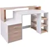 Image de Homcom bureau informatique multimédia design multi-rangements 137 l x 55 l x 92 h cm chêne blanc