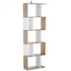Image de Bibliothèque étagère meuble de rangement design contemporain en s 5 étagères 60l x 24l x 185h cm effet chêne blanc