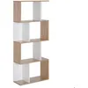 Image de Bibliothèque - HOMCOM - 4 niveaux meuble de rangement forme S étagères salon chambre - bois - 60x24x148cm - naturel blanc