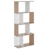 Image de Bibliothèque étagère meuble de rangement design contemporain en s 4 étagères 60l x 24l x 148h cm chêne blanc