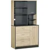 Image de Armoire de cuisine HOMCOM Panneaux de particules classe E1 90x39x169cm Chêne Gris