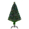 Image de Sapin de noël artificiel - HOMCOM - lumineux 120 cm fibre optique multicolore support étoile - métal - vert