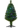Image de Sapin de Noël artificiel - HOMCOM - lumineux fibre optique multicolore support pied 90 branches - métal - 90 cm - vert