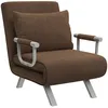Image de Chauffeuse matelas - HOMCOM - appoint pliant fauteuil convertible dossier réglable accoudoirs - métal suède - marron