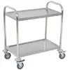 Image de Homcom chariot de service desserte de cuisine à roulettes 2 étagères 71l x 41l x 81h cm acier inox. Chromé