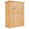 Image de Abri de jardin armoire de jardin remise pour outils sur pied dim. 128l x 50l x 164h cm 2 étagères 2 portes 2 fenêtres toit bitumé étanche bois massif sapin pré-huilé