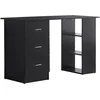 Image de Bureau Informatique 3 Tiroirs 2 Étagères Aspect Bois Noir