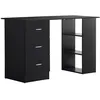 Image de Bureau dordinateur - HOMCOM - 3 tiroirs 3 étagères bureau rangement réversible étude - Panneaux particules - noir