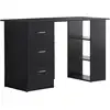 Image de Bureau informatique meuble de bureau 3 tiroirs coulissants + 3 étagères grand plateau 120l x 49l x 72h cm mdf noir